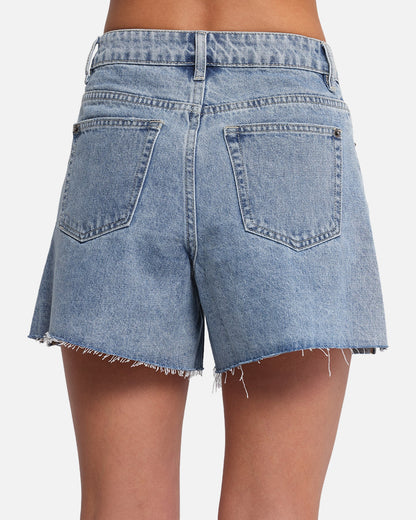 XXIII Women's High Cut A-Line Denim Shorts Blue Denim