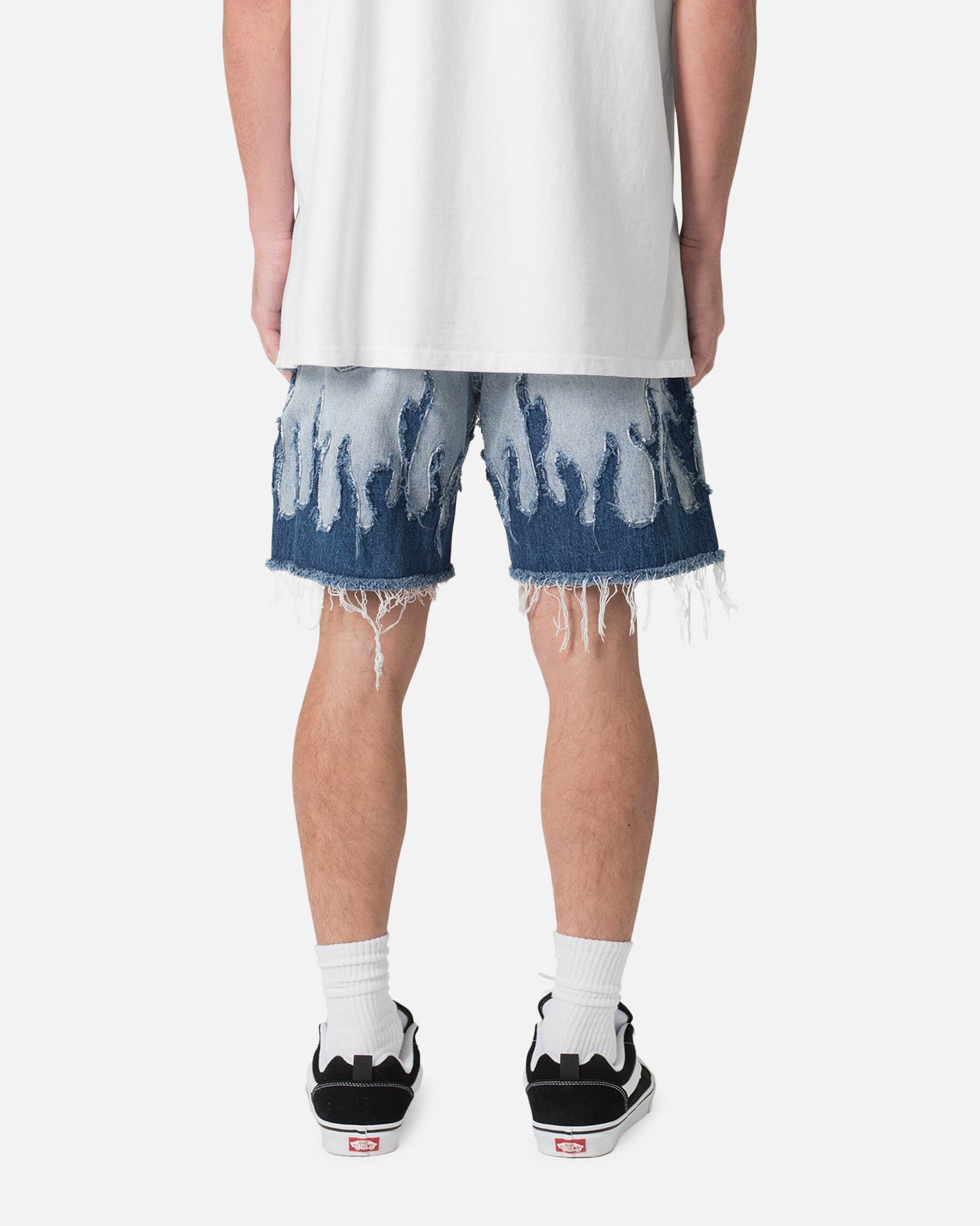 MNML Flame Denim Shorts Blue