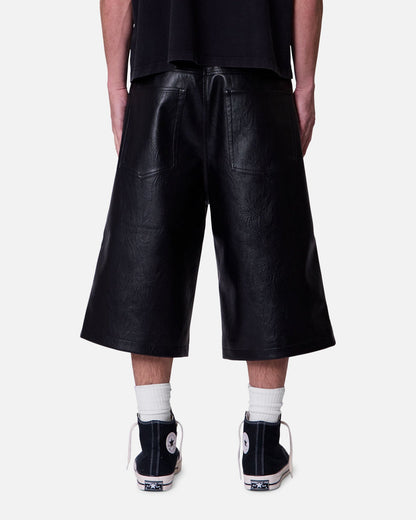 MNML Ultra Baggy Leather Shorts Black