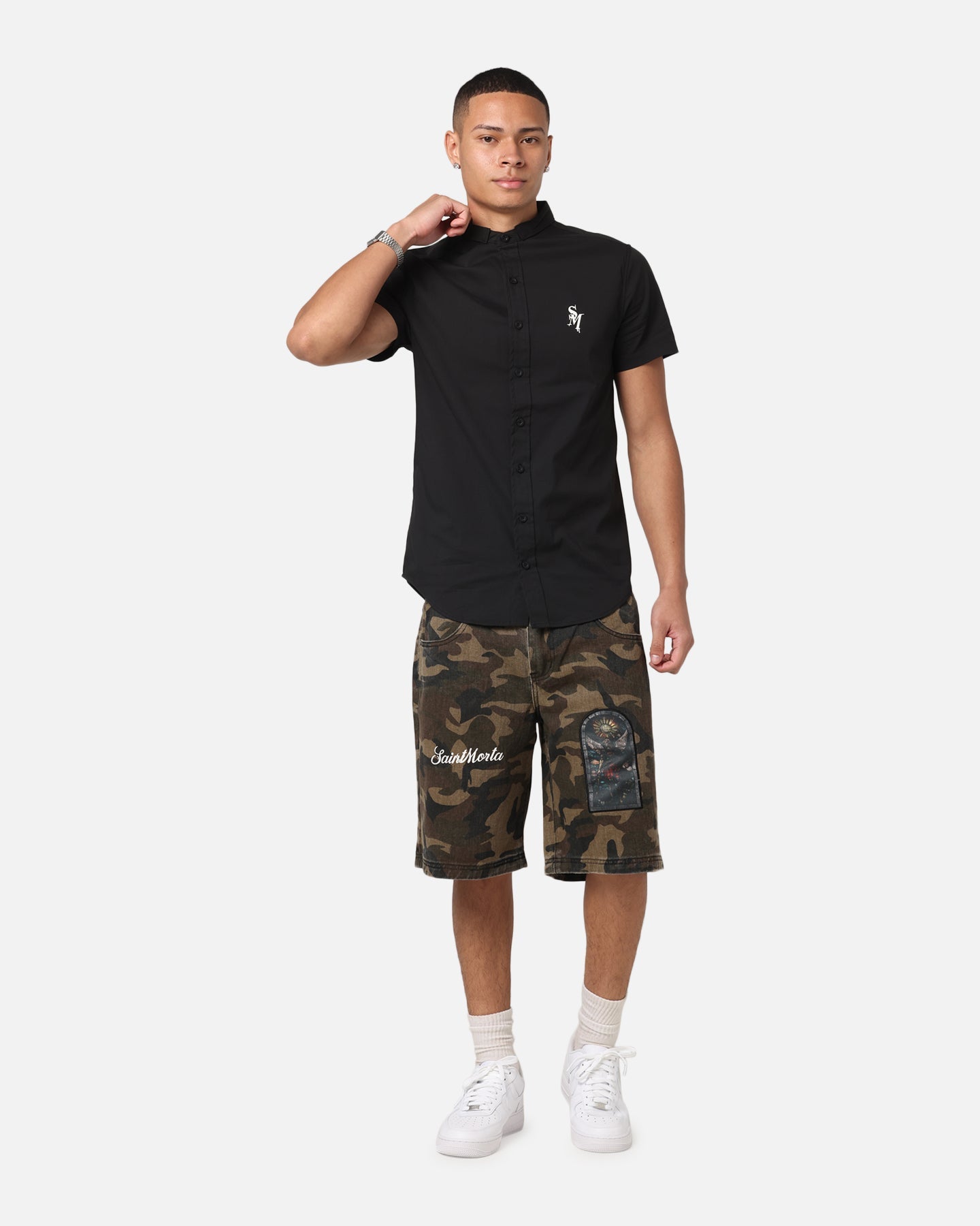 Saint Morta Kingdomcome Baggy Shorts Woodland Camo