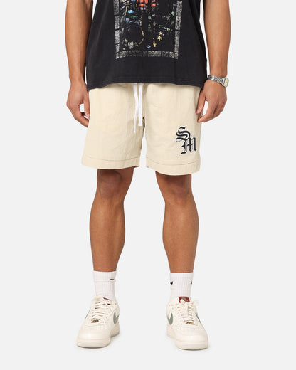 Saint Morta Gothic Monogram Nylon Shorts Dirty Blonde