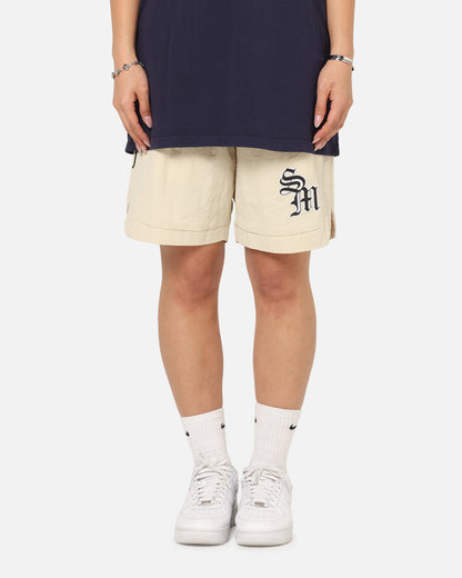 Saint Morta Gothic Monogram Nylon Shorts Dirty Blonde