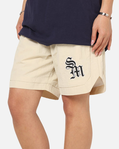 Saint Morta Gothic Monogram Nylon Shorts Dirty Blonde