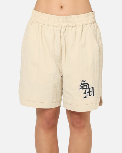 Saint Morta Gothic Monogram Nylon Shorts Dirty Blonde