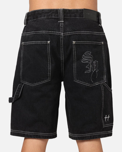 Saint Morta Amplus Fray Carpenter Jort Shorts Contrast Black