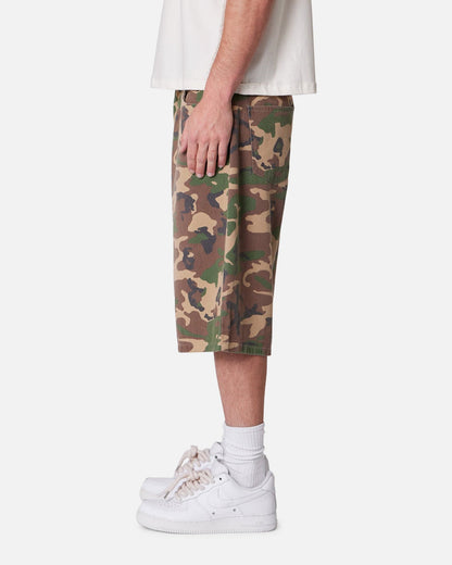 MNML Baggy Camo Twill Shorts Woodland Camo