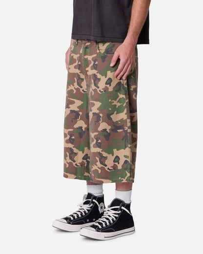 MNML Ultra Baggy Camo Twill Shorts Woodland Camo