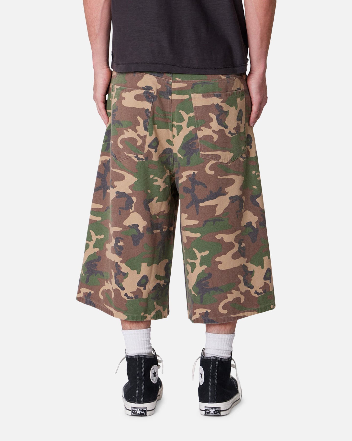 MNML Ultra Baggy Camo Twill Shorts Woodland Camo