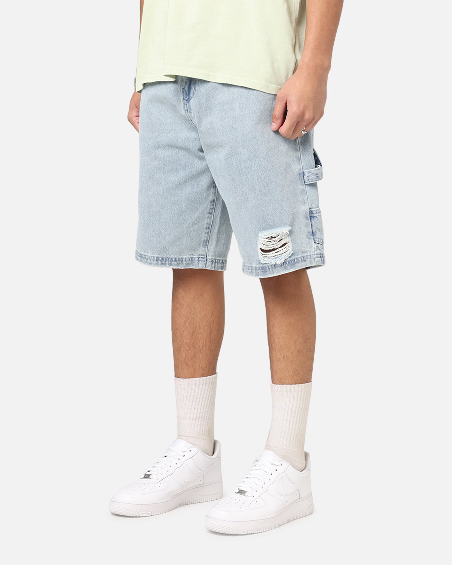 Carre Distressed Carpenter Jorts Light Blue Wash