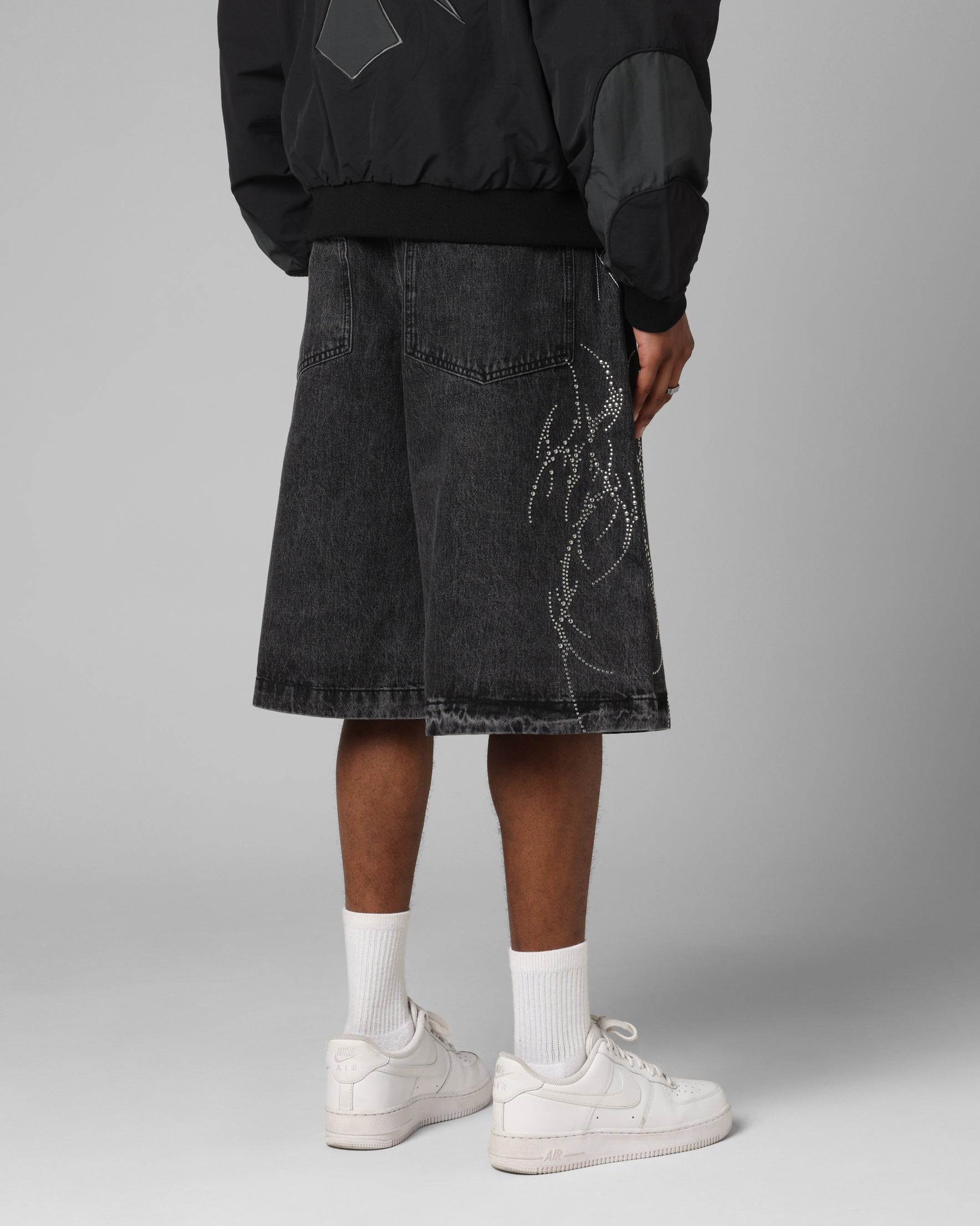 Loiter Goth Clique Jorts Black