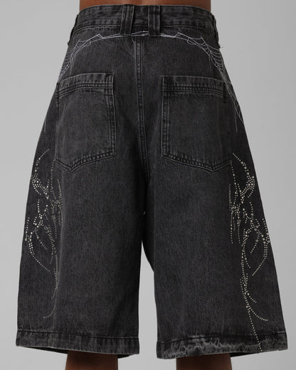 Loiter Goth Clique Jorts Black