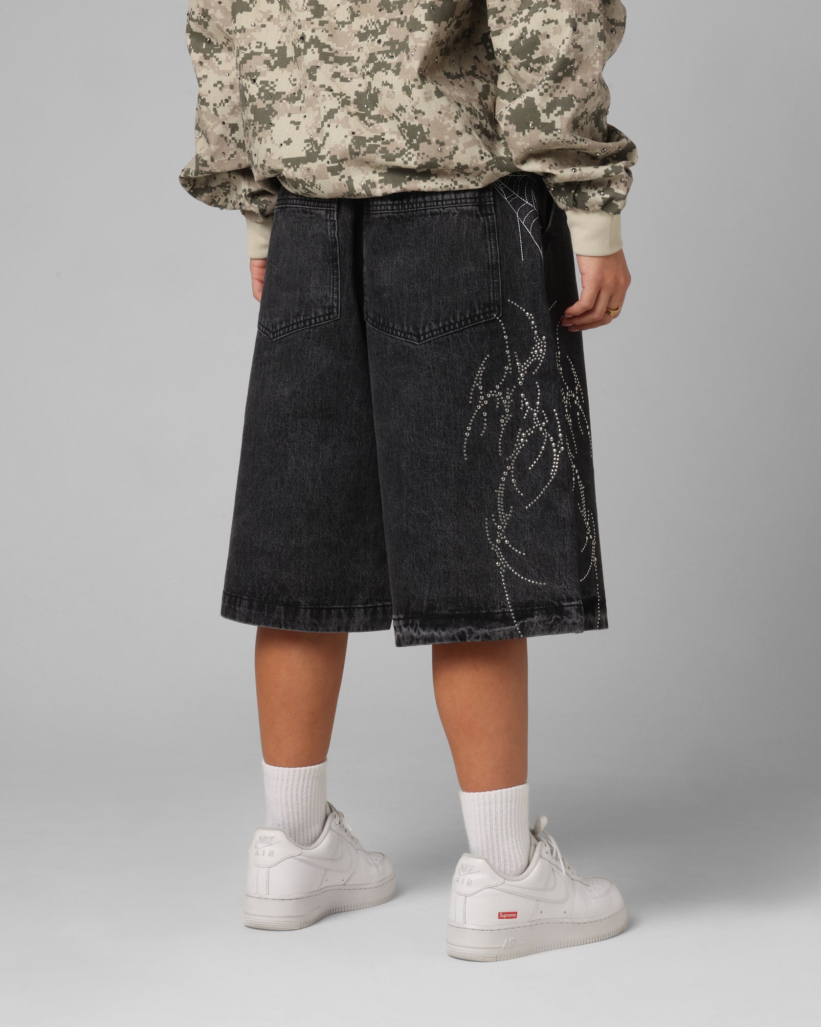 Loiter Goth Clique Jorts Black