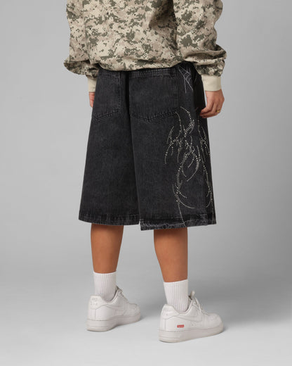 Loiter Goth Clique Jorts Black