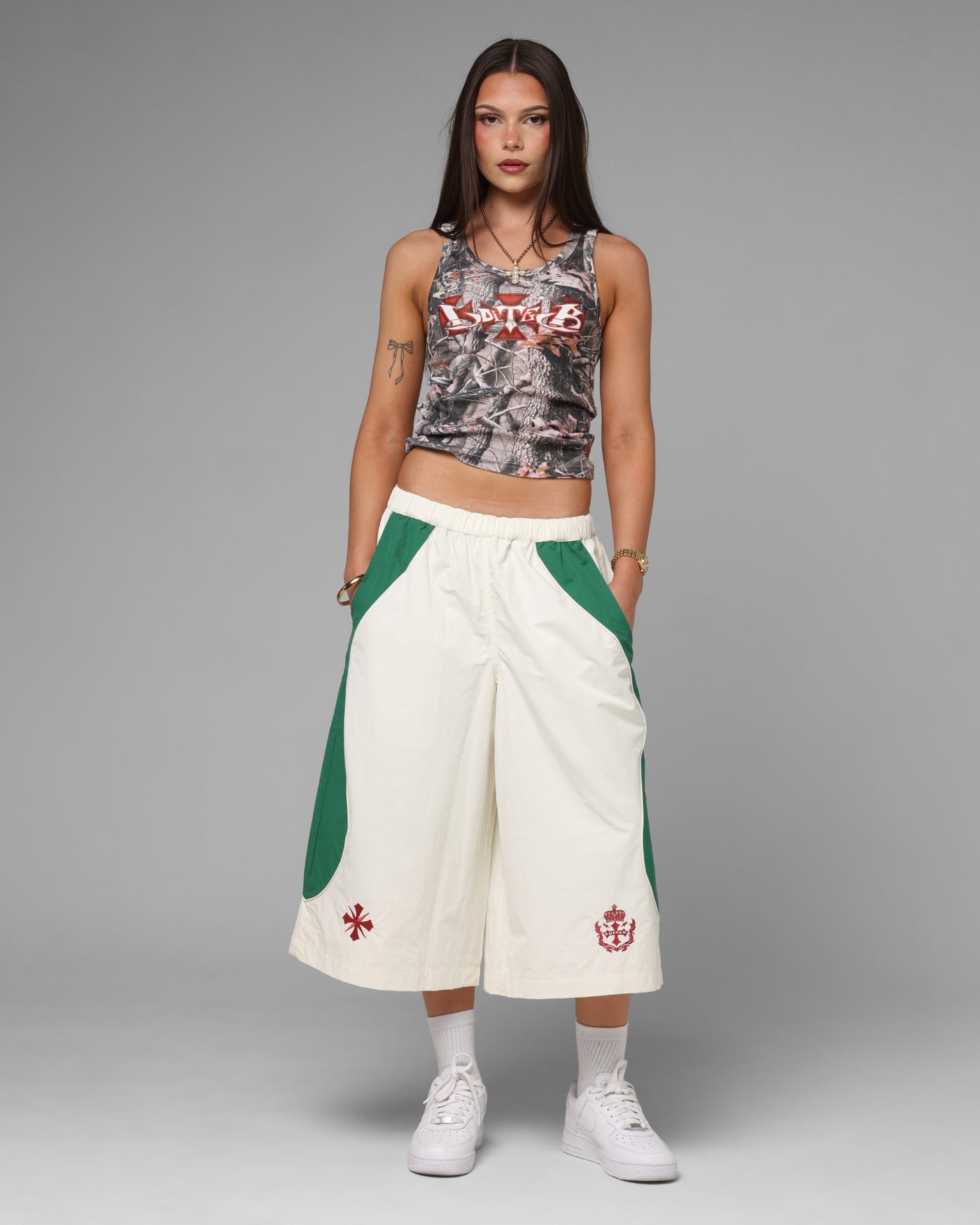 Loiter Club Classic Track Shorts White/Green