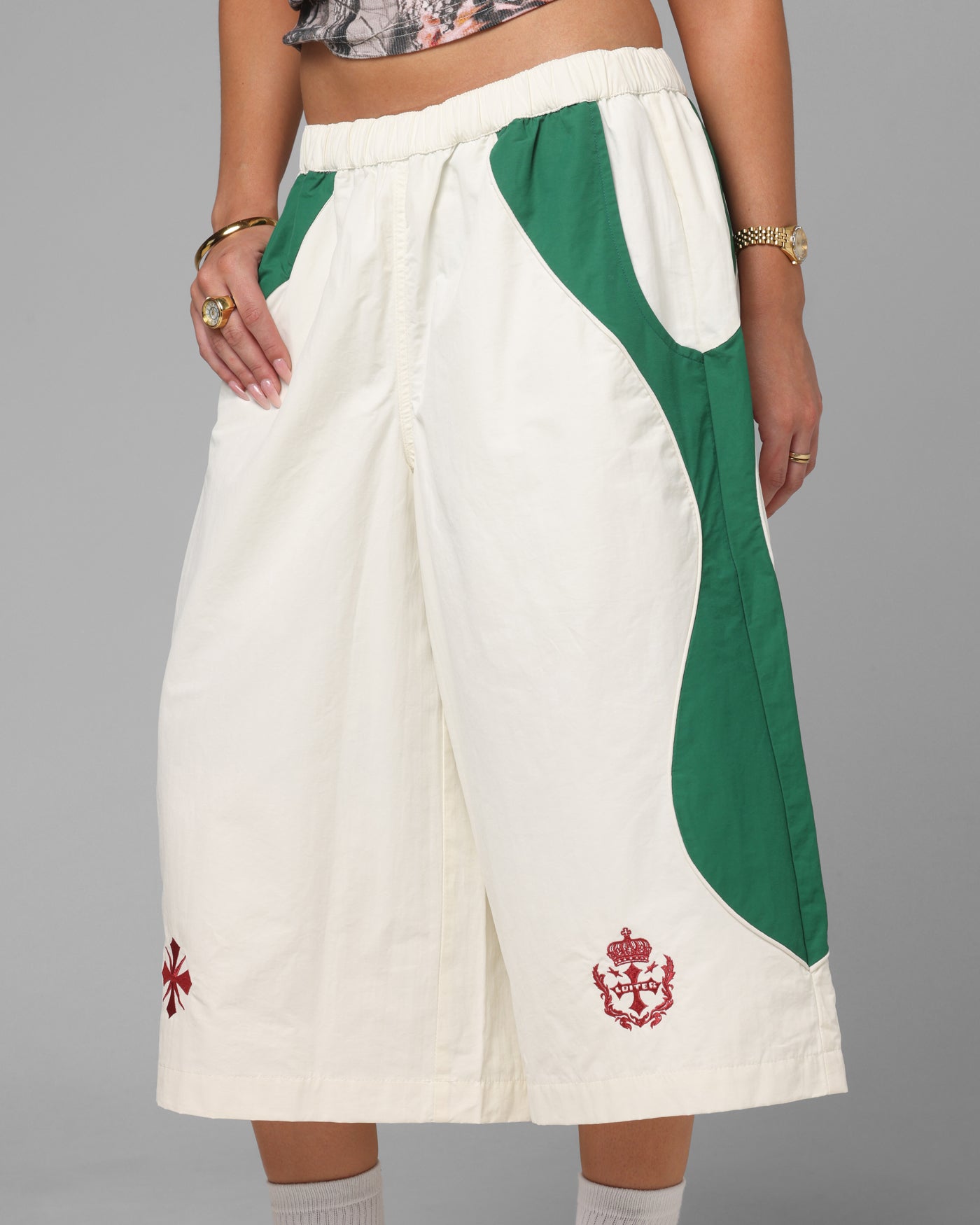 Loiter Club Classic Track Shorts White/Green