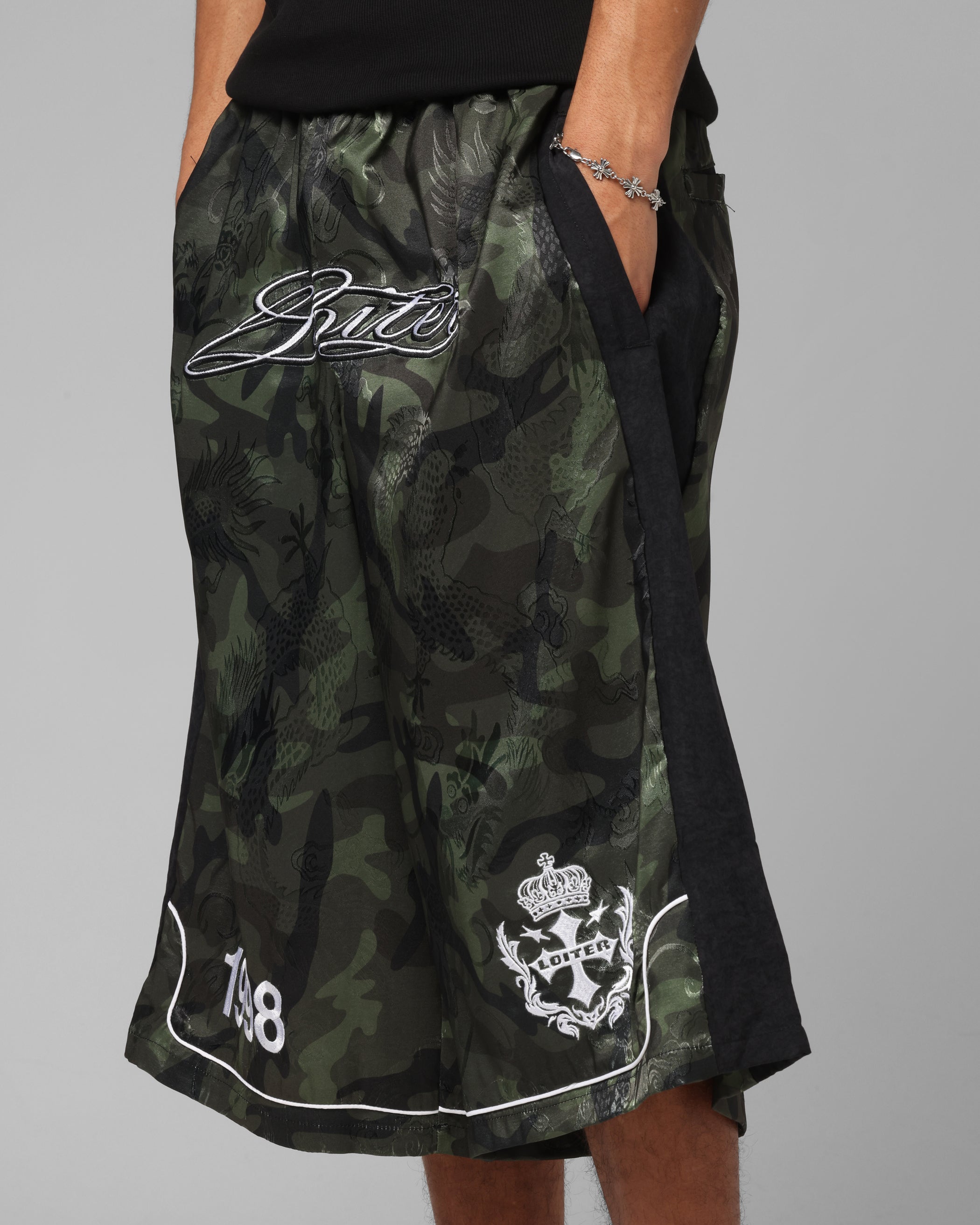 Loiter Fight Club 3 Quarter Shorts Woodland Camo