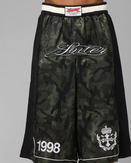 Loiter Fight Club 3 Quarter Shorts Woodland Camo