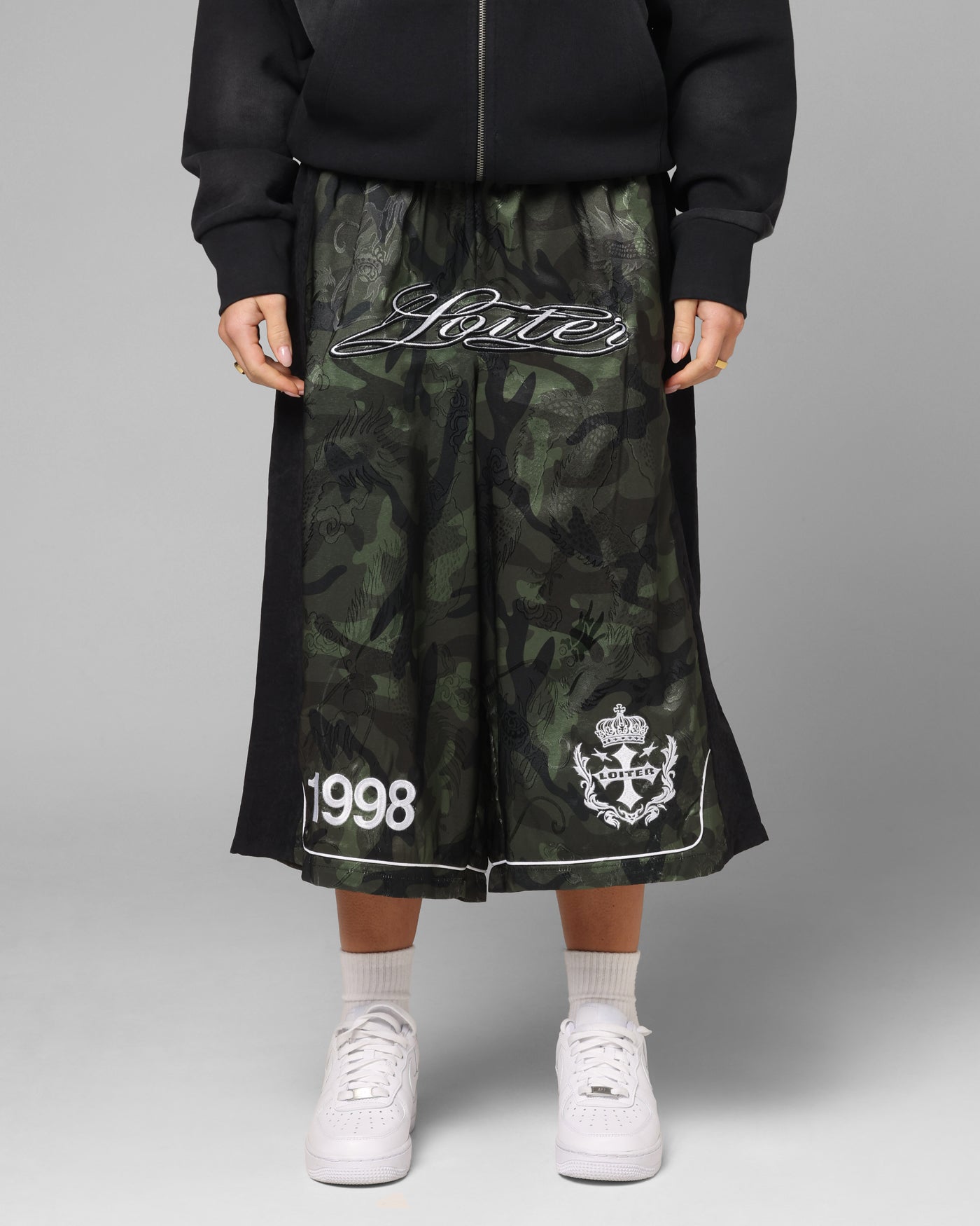 Loiter Fight Club 3 Quarter Shorts Woodland Camo