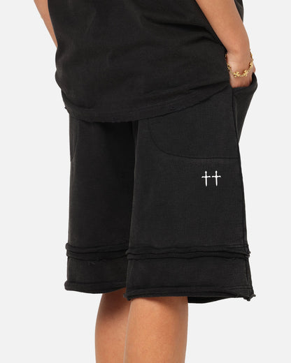 Saint Morta Gothic Layered Sweat Shorts Black