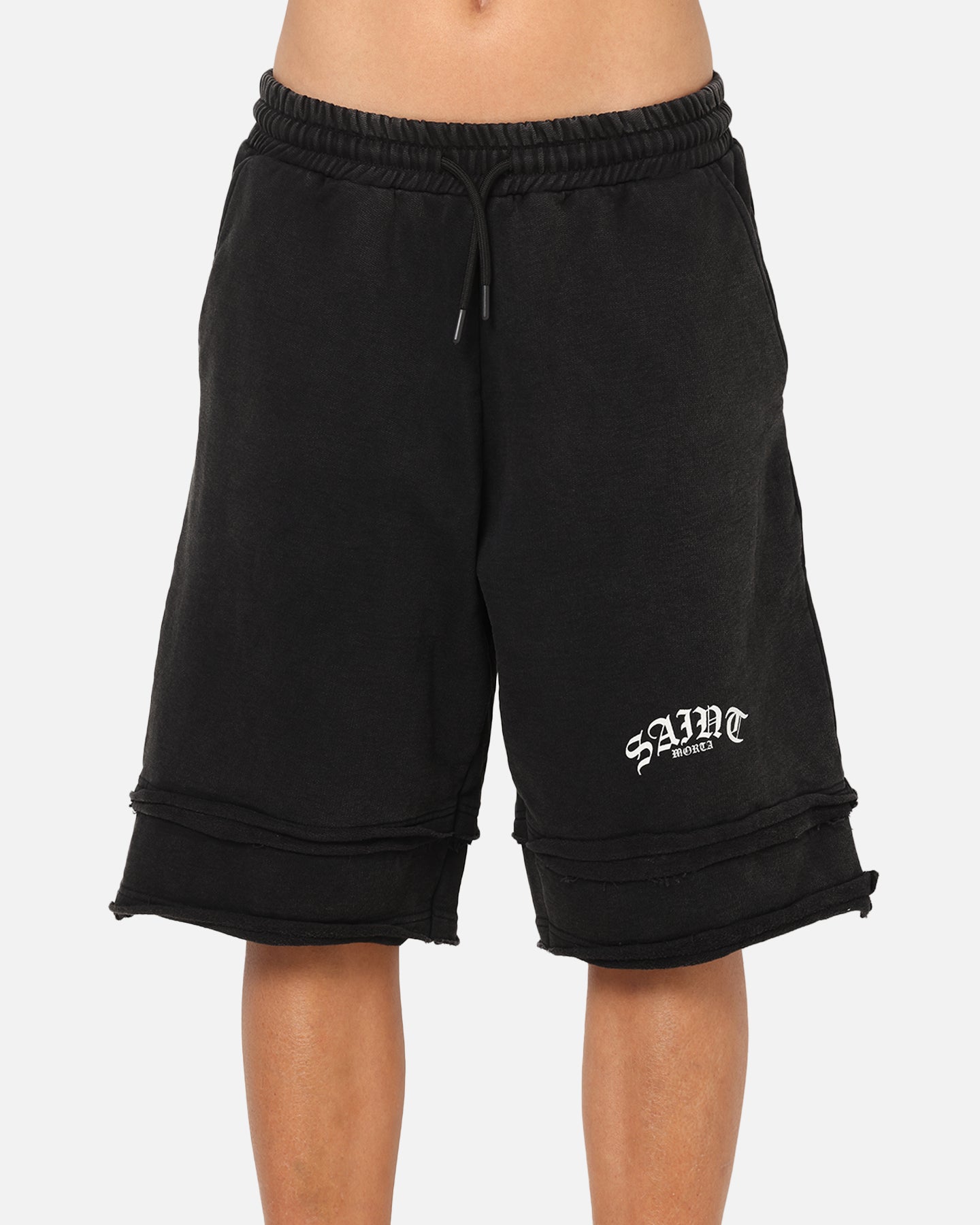 Saint Morta Gothic Layered Sweat Shorts Black