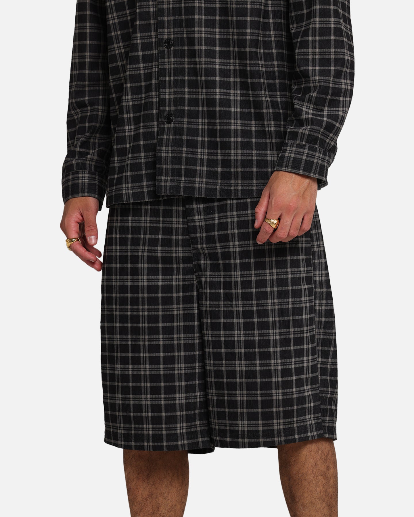 XXIII Plaid Corduroy Jorts Black/Grey