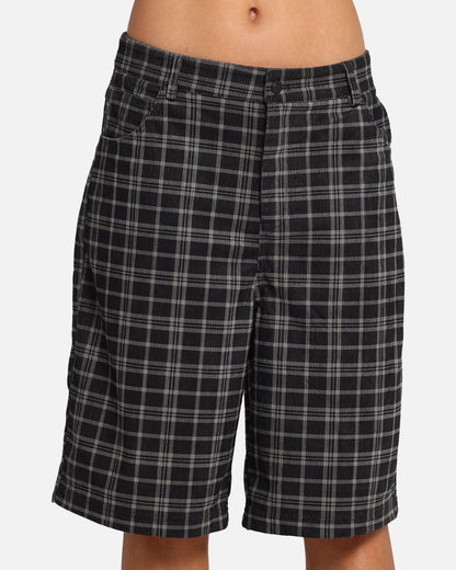 XXIII Plaid Corduroy Jorts Black/Grey
