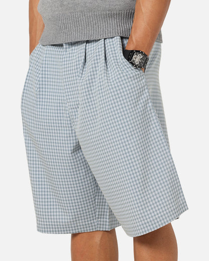 XXIII Baggy Pleated Shorts Blue Check