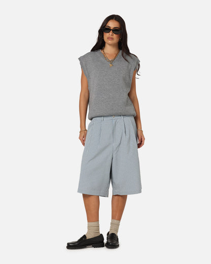 XXIII Baggy Pleated Shorts Blue Check