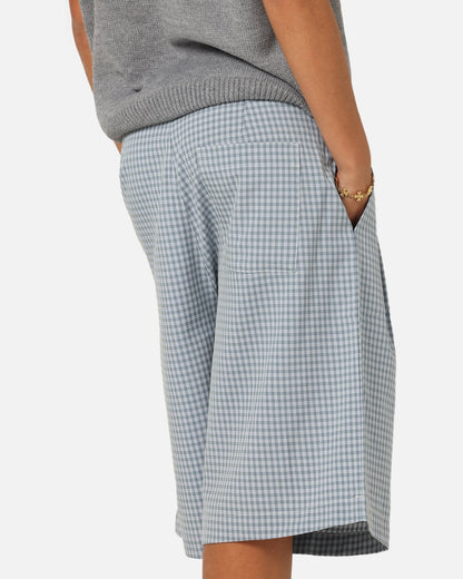 XXIII Baggy Pleated Shorts Blue Check