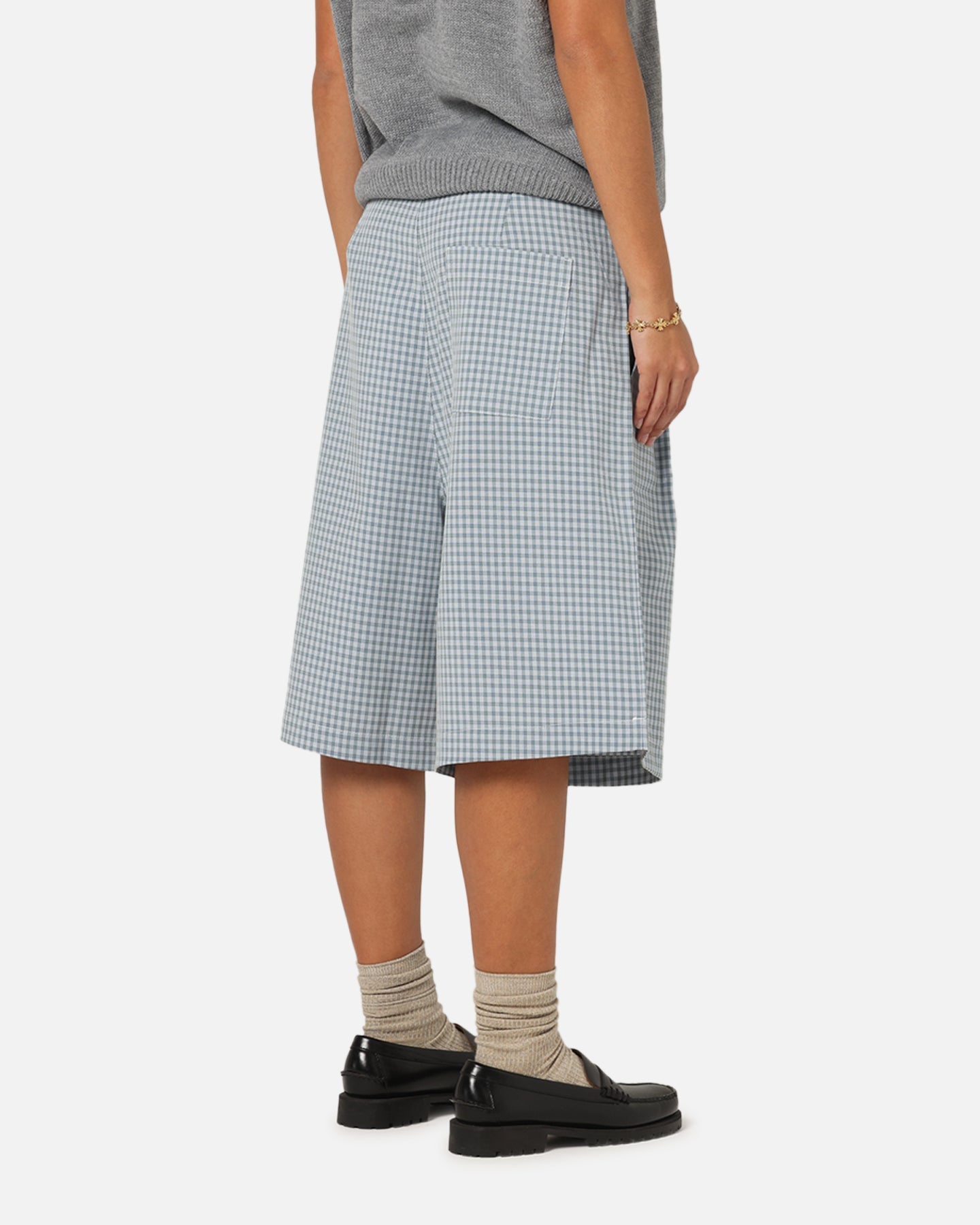 XXIII Baggy Pleated Shorts Blue Check