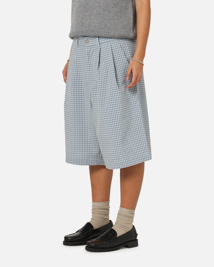 XXIII Baggy Pleated Shorts Blue Check