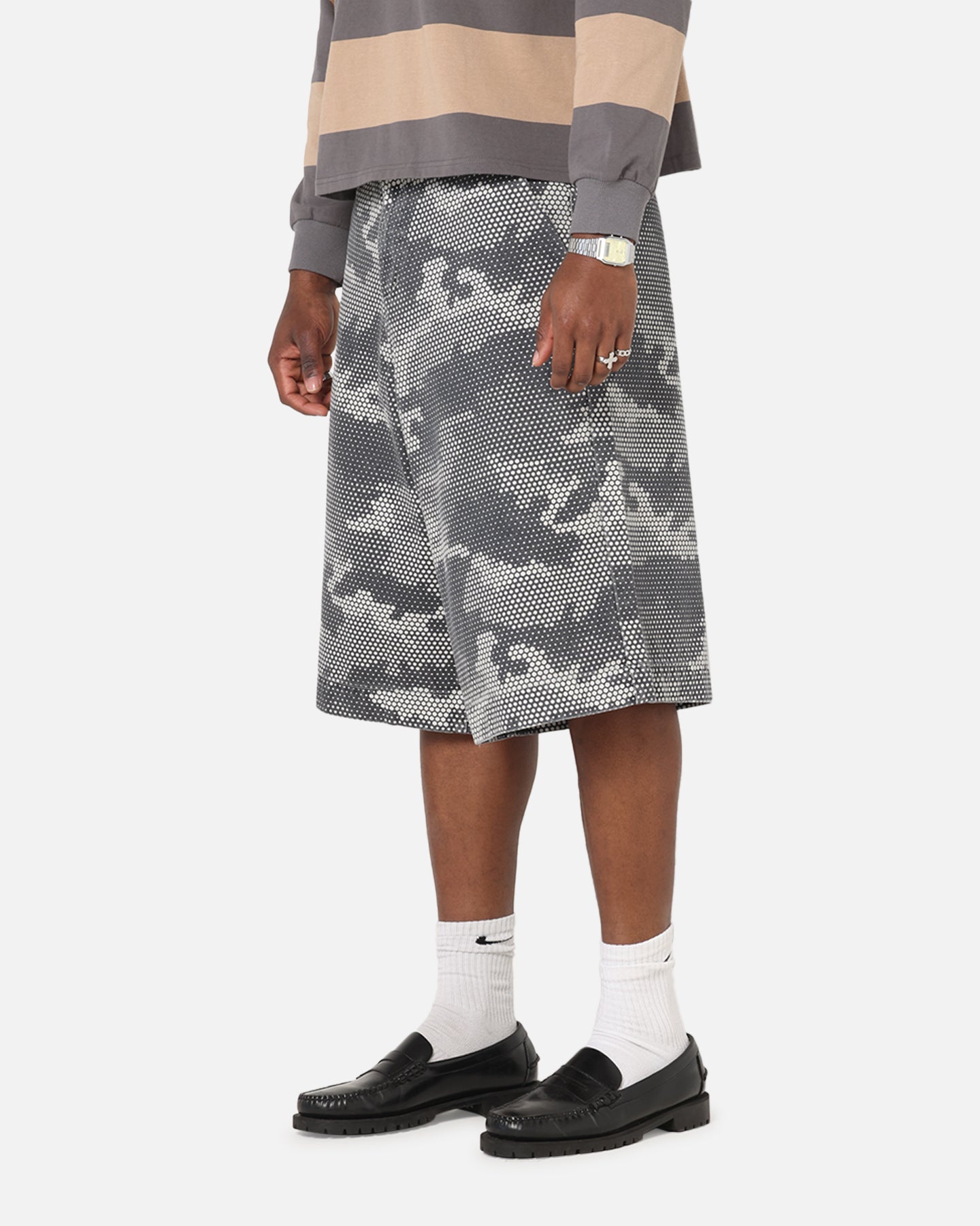 XXIII Wide Leg Denim Shorts Digi Camo
