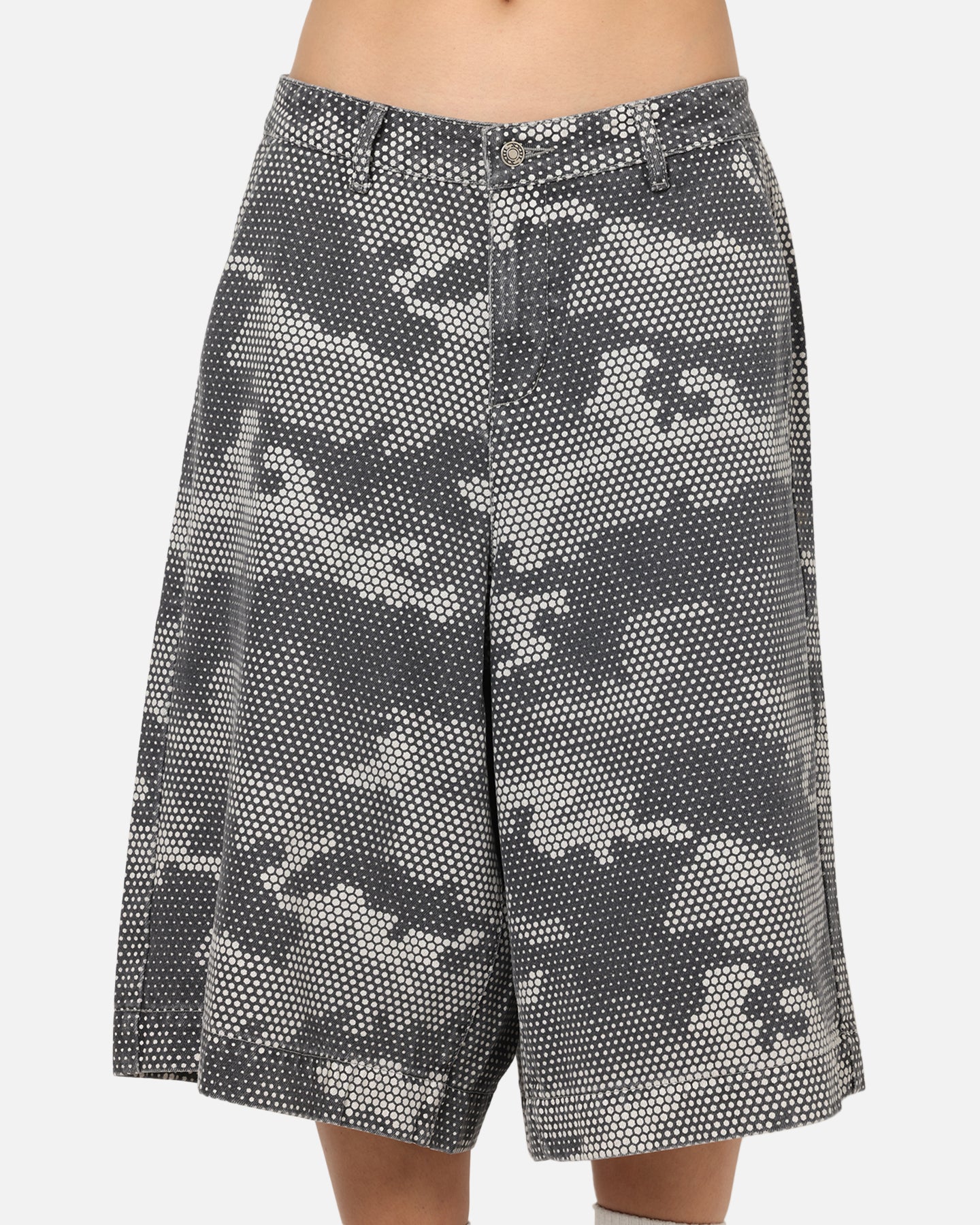 XXIII Wide Leg Denim Shorts Digi Camo