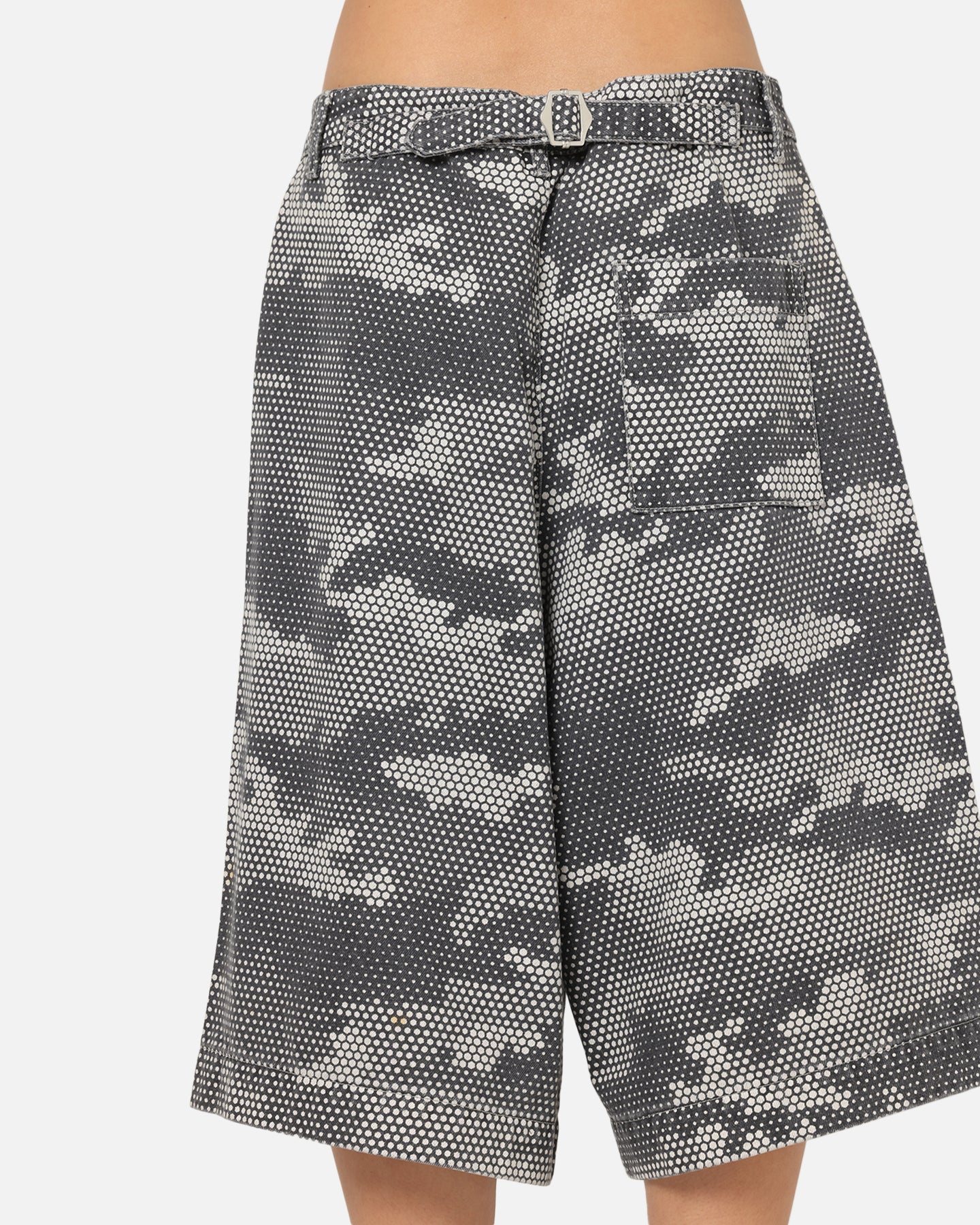 XXIII Wide Leg Denim Shorts Digi Camo