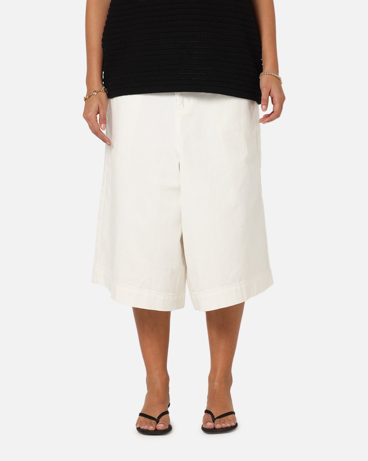 XXIII Wide Leg Denim Shorts Off White