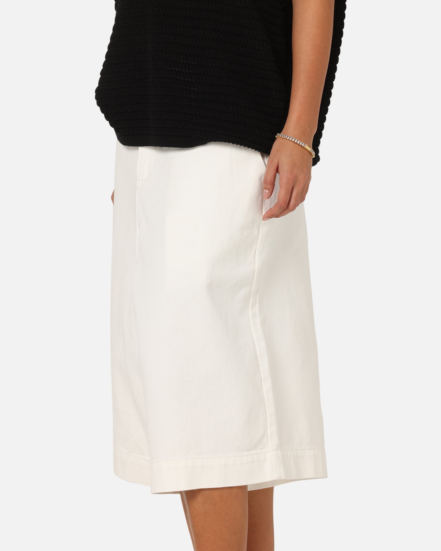 XXIII Wide Leg Denim Shorts Off White