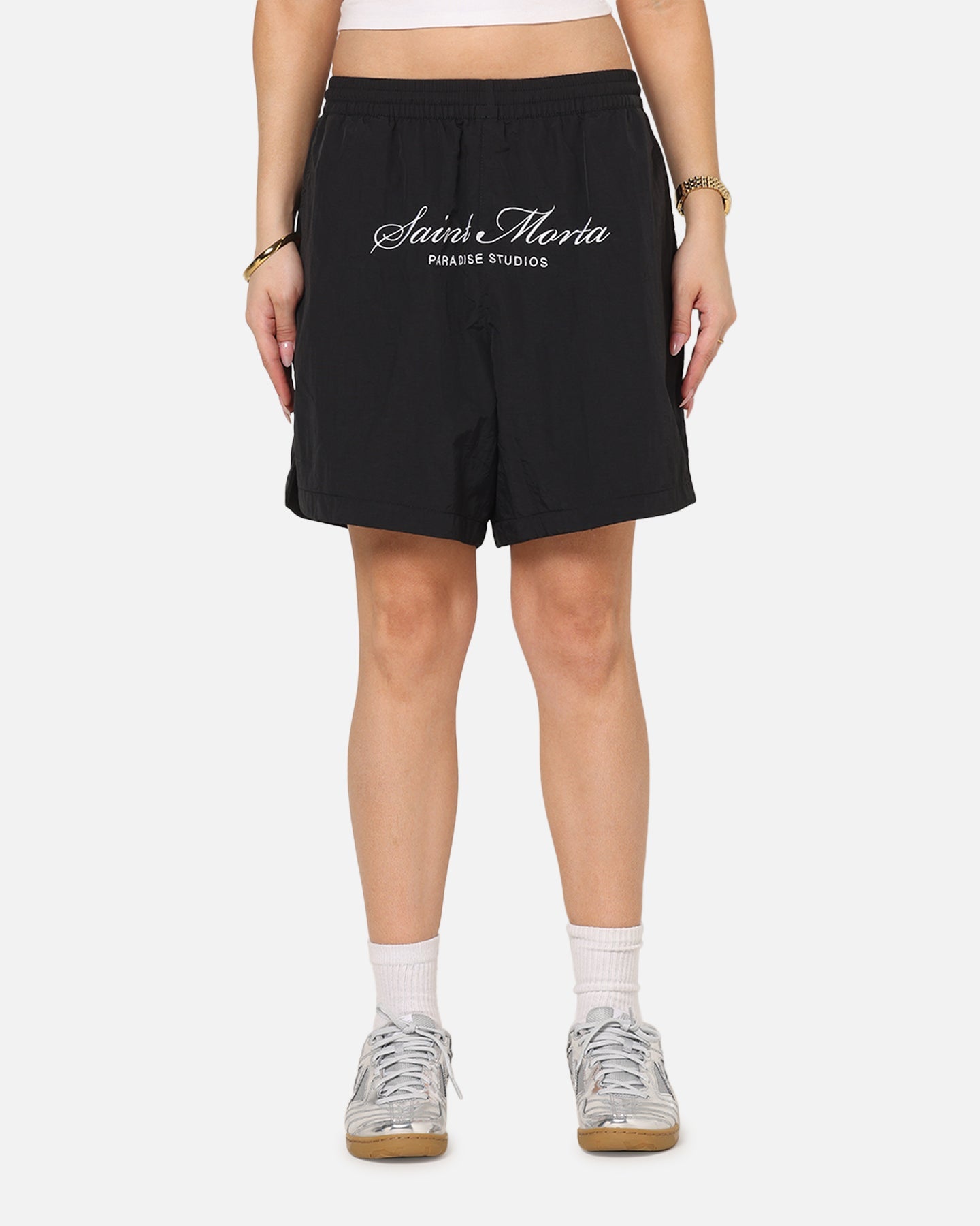 Saint Morta Saint Studios Logo Nylon Shorts Black