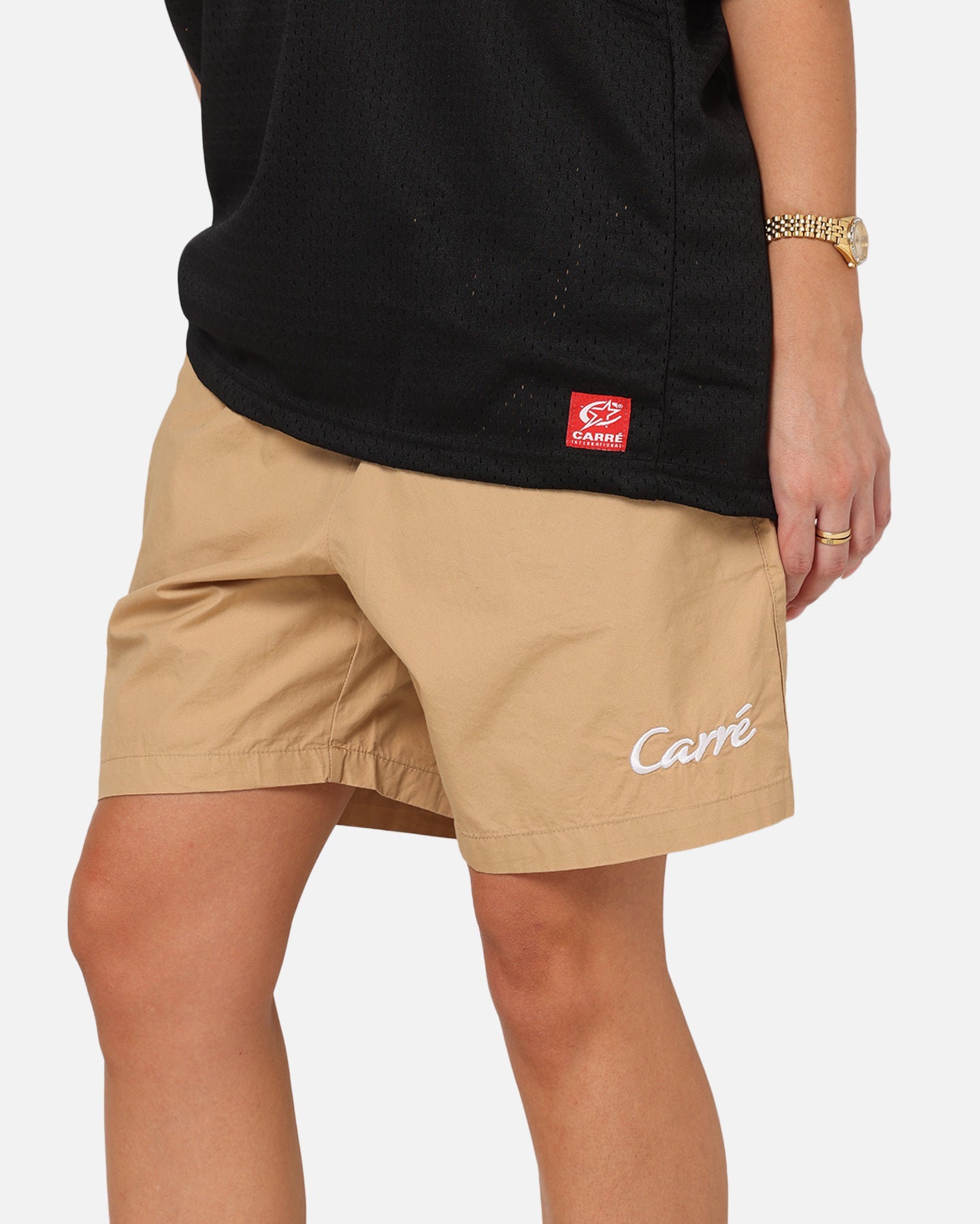 Carre Da Script Beach Shorts Tan