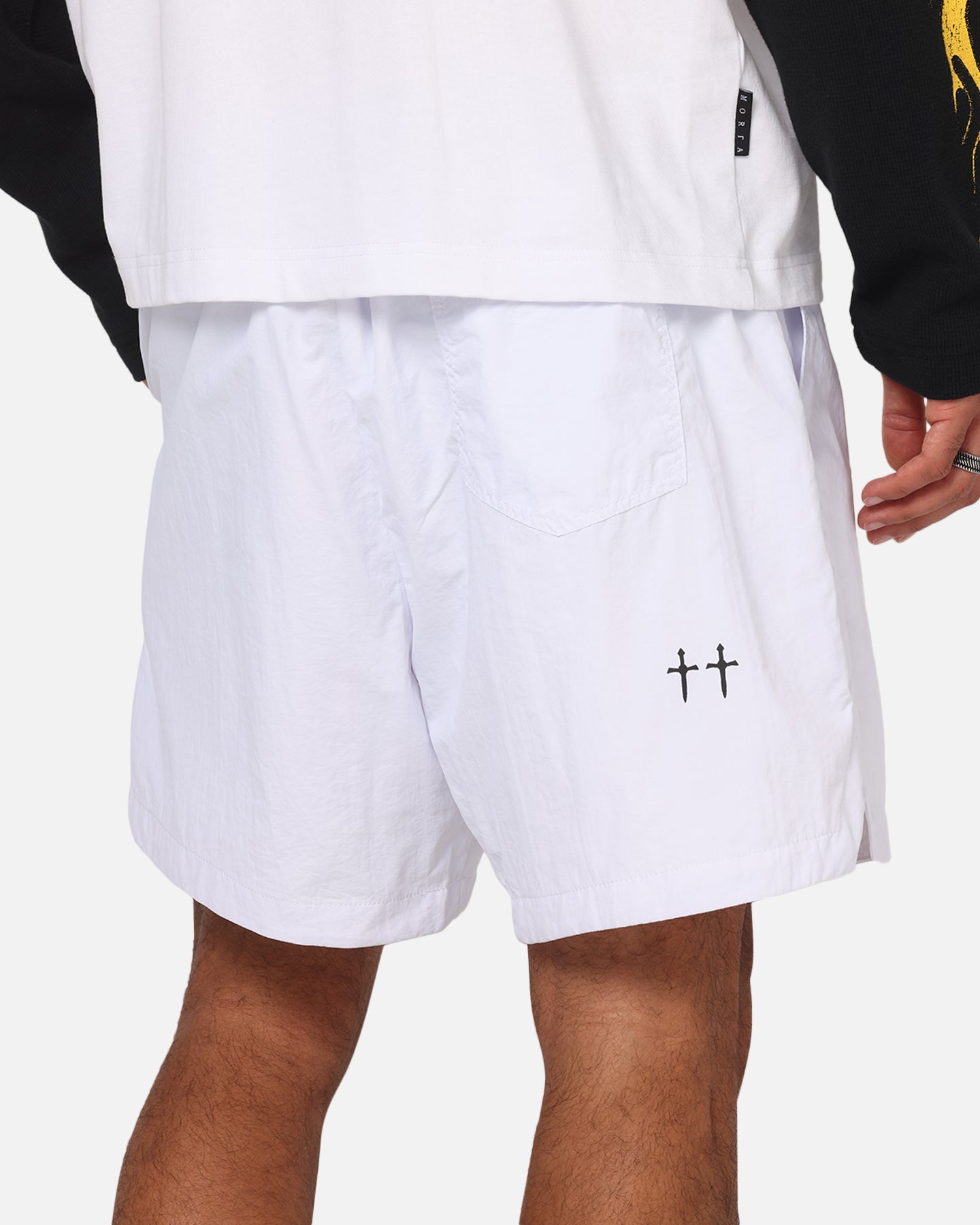 Saint Morta Scription Nylon Shorts White
