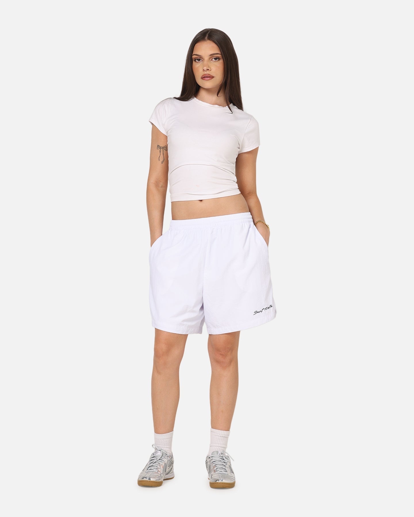 Saint Morta Scription Nylon Shorts White