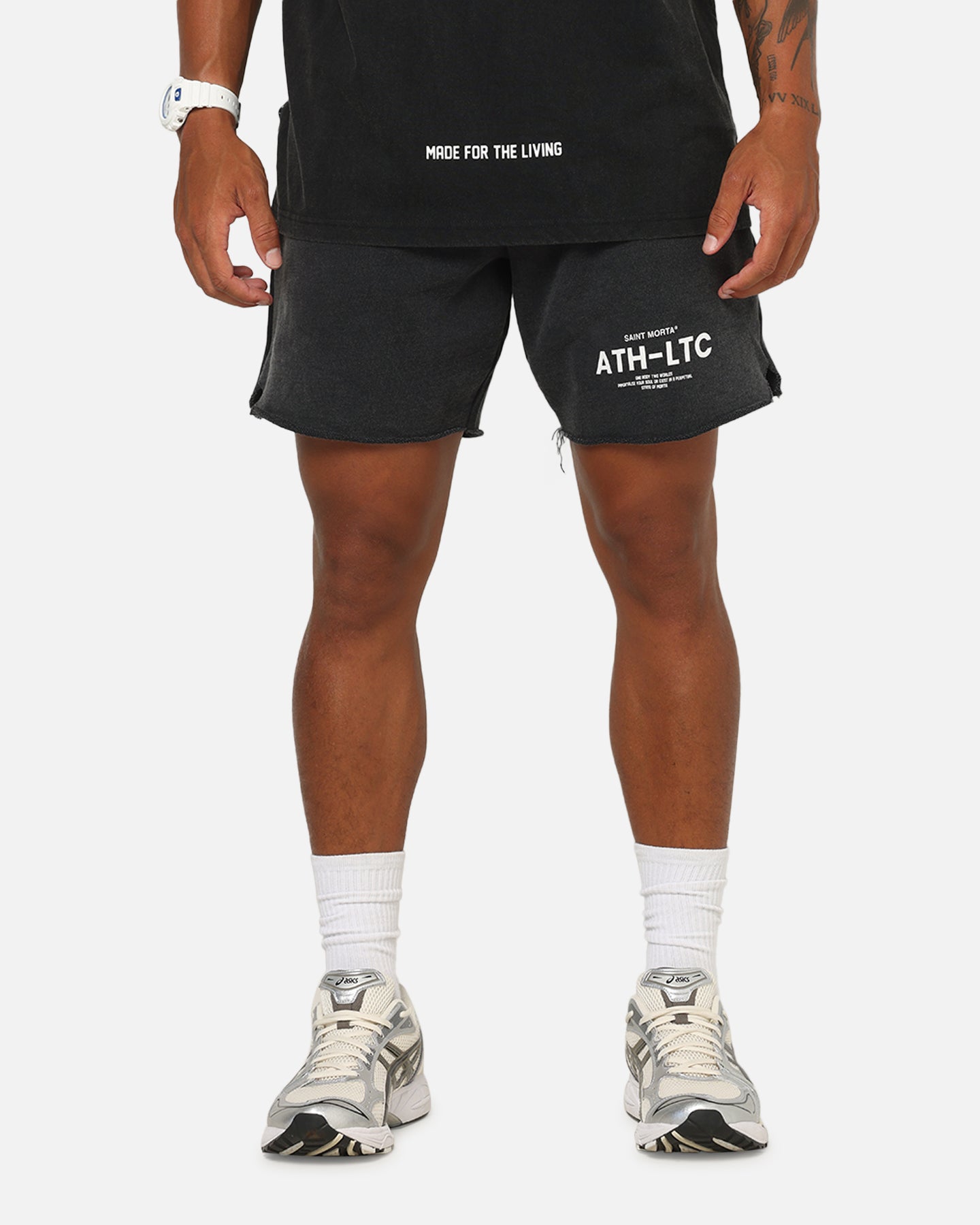 Saint Morta Athltc Sweat Shorts Washed Black