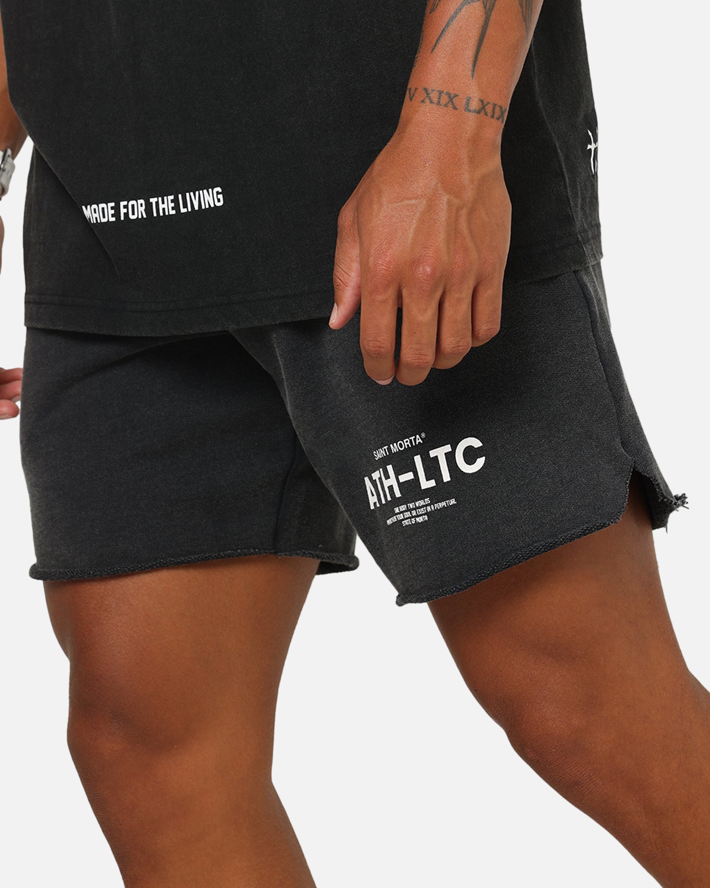 Saint Morta Athltc Sweat Shorts Washed Black
