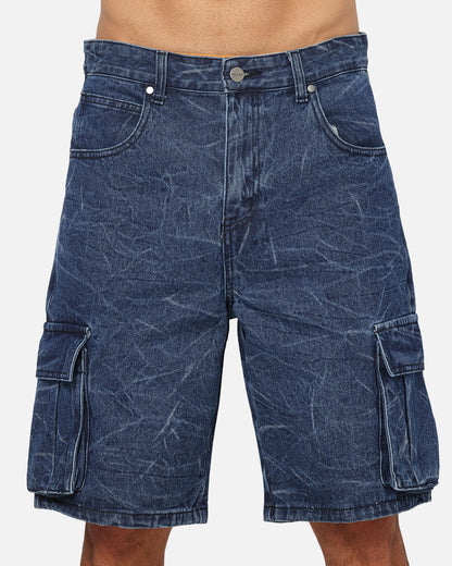 Saint Morta Denim Cargo Shorts Crinkle Stonewash