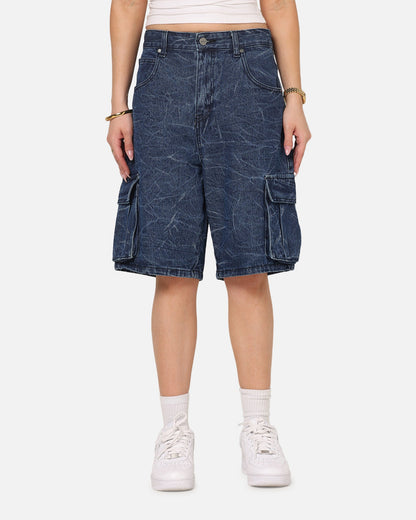 Saint Morta Denim Cargo Shorts Crinkle Stonewash