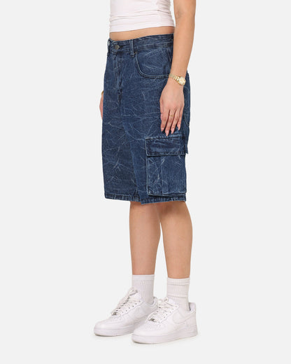 Saint Morta Denim Cargo Shorts Crinkle Stonewash