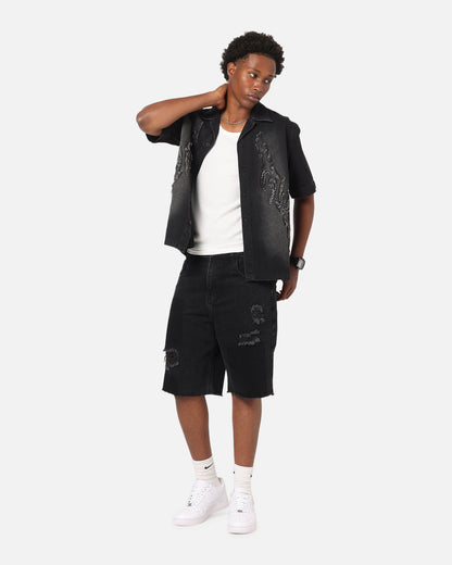 Saint Morta Halo Damage Jorts Black