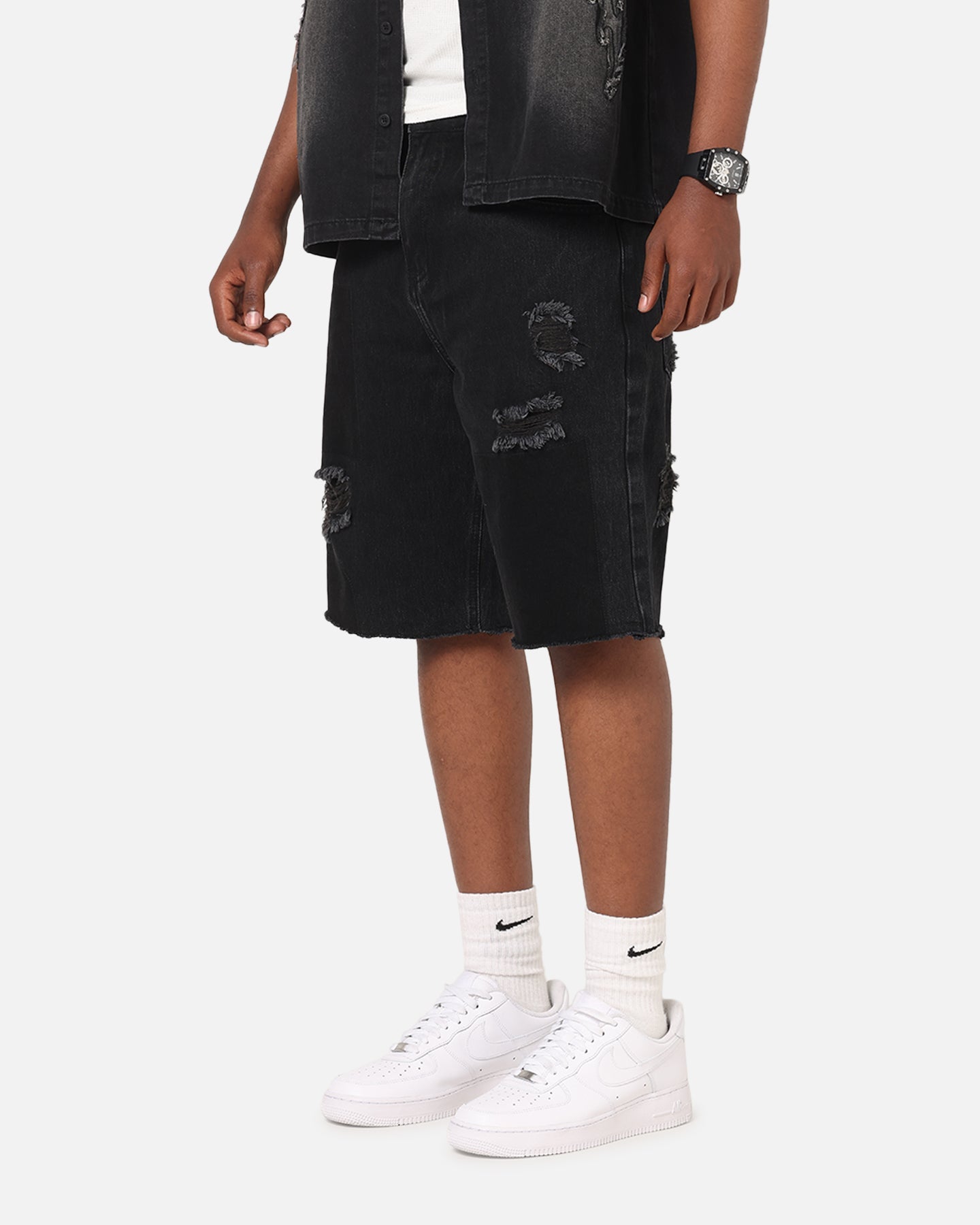 Saint Morta Halo Damage Jorts Black