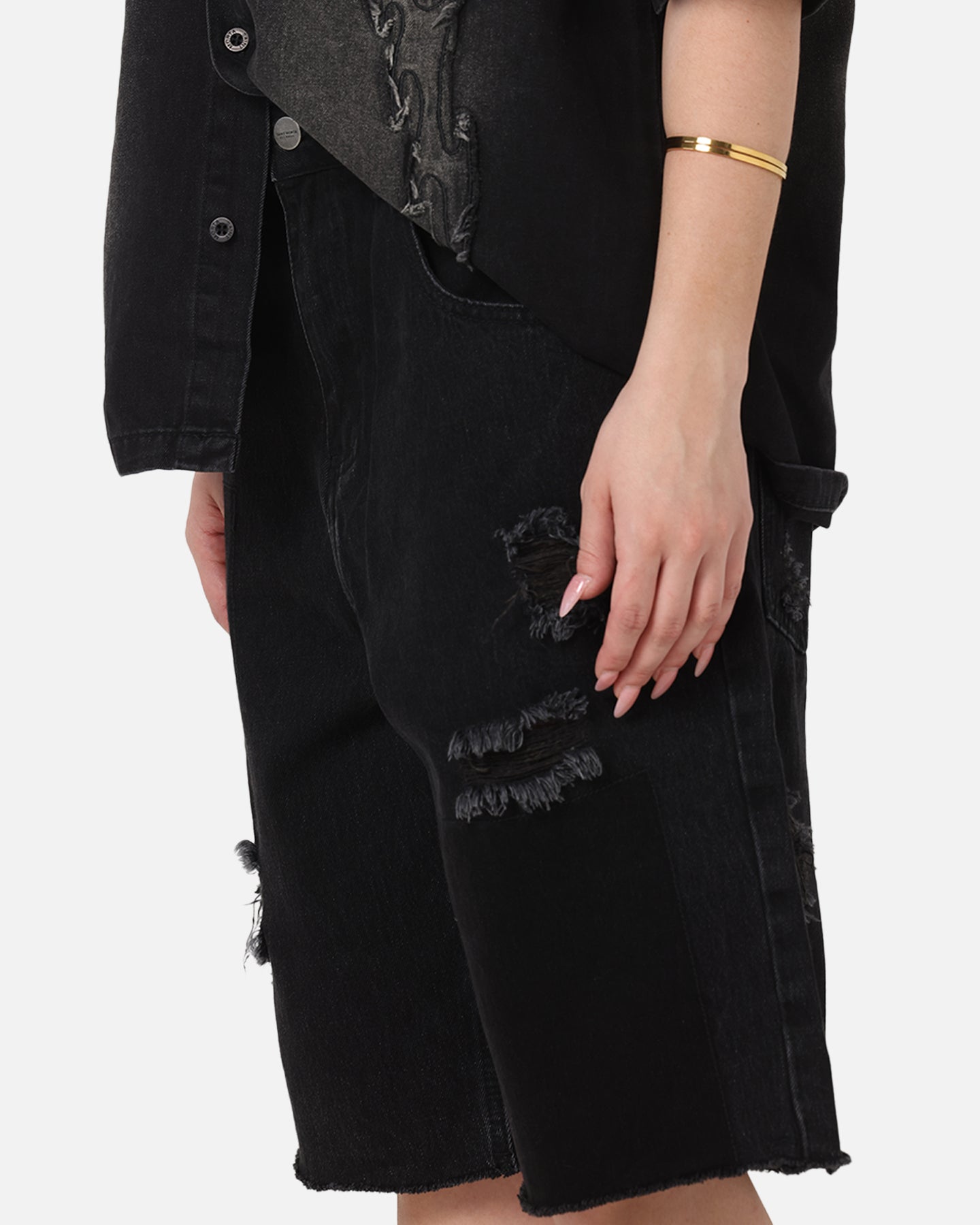 Saint Morta Halo Damage Jorts Black