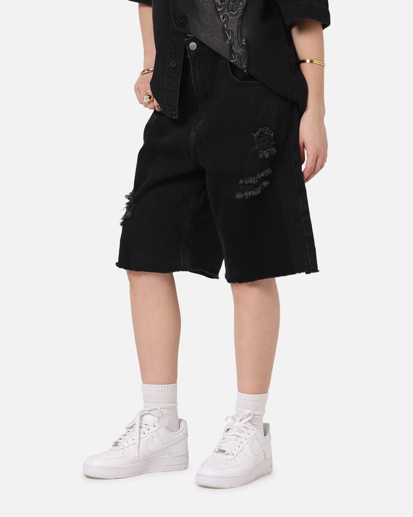 Saint Morta Halo Damage Jorts Black