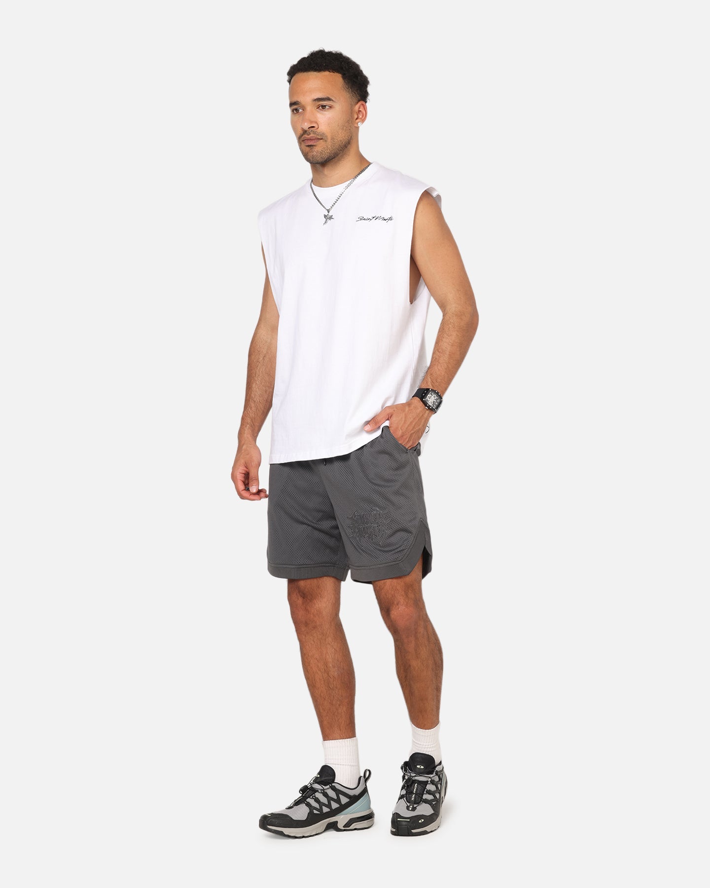 Saint Morta Crested Wing Basketball Shorts Grey